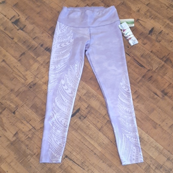 Inner Fire Purple Feather Yoga Pants - Picture 2 of 3